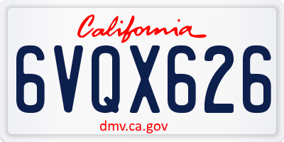 CA license plate 6VQX626