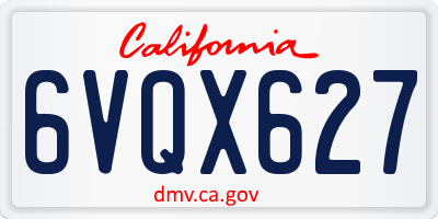 CA license plate 6VQX627