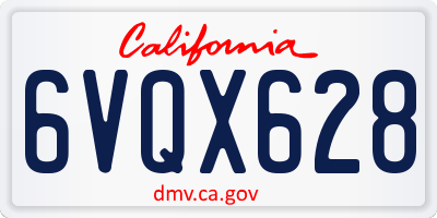 CA license plate 6VQX628