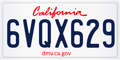 CA license plate 6VQX629