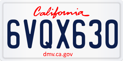 CA license plate 6VQX630