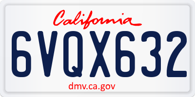 CA license plate 6VQX632