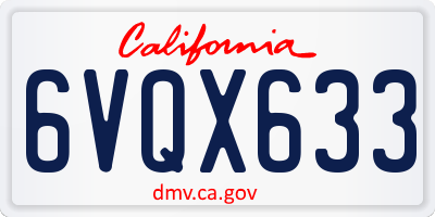 CA license plate 6VQX633