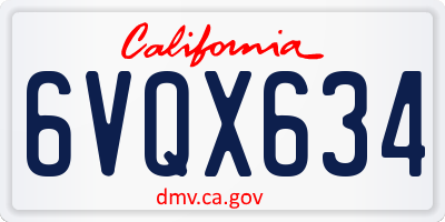 CA license plate 6VQX634