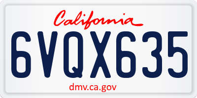 CA license plate 6VQX635