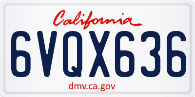 CA license plate 6VQX636