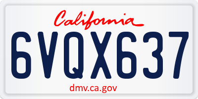 CA license plate 6VQX637