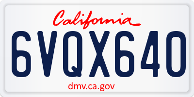 CA license plate 6VQX640