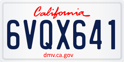 CA license plate 6VQX641