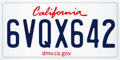 CA license plate 6VQX642
