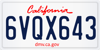 CA license plate 6VQX643
