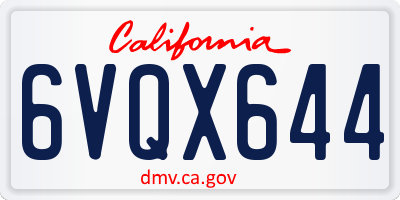 CA license plate 6VQX644