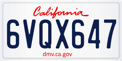 CA license plate 6VQX647