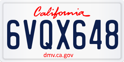 CA license plate 6VQX648