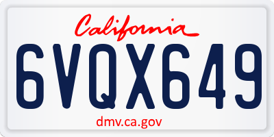 CA license plate 6VQX649