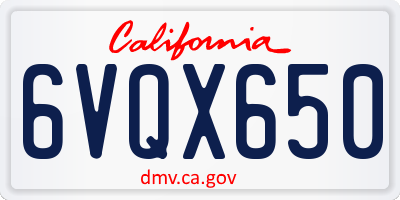 CA license plate 6VQX650