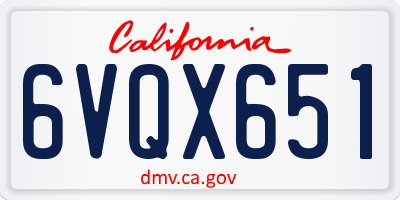 CA license plate 6VQX651