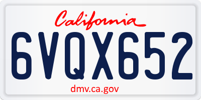 CA license plate 6VQX652