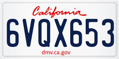 CA license plate 6VQX653