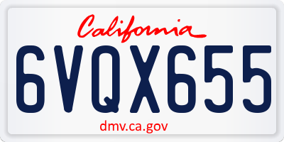 CA license plate 6VQX655