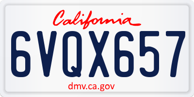 CA license plate 6VQX657
