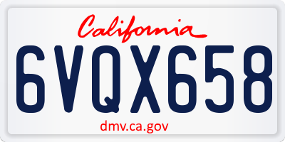 CA license plate 6VQX658