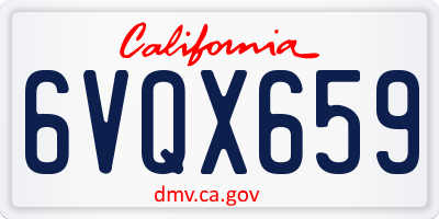 CA license plate 6VQX659