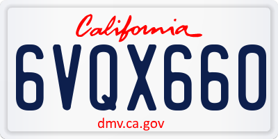 CA license plate 6VQX660