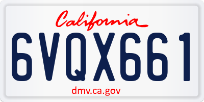 CA license plate 6VQX661