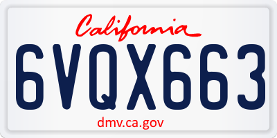 CA license plate 6VQX663