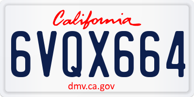CA license plate 6VQX664