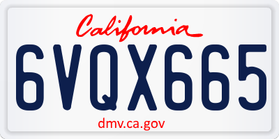 CA license plate 6VQX665
