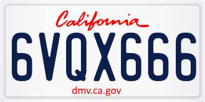 CA license plate 6VQX666