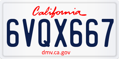 CA license plate 6VQX667