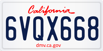 CA license plate 6VQX668