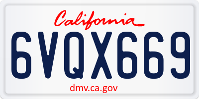 CA license plate 6VQX669