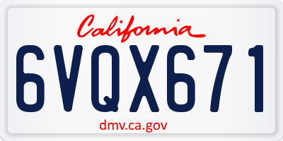 CA license plate 6VQX671