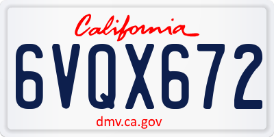CA license plate 6VQX672