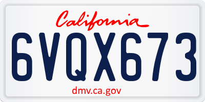 CA license plate 6VQX673