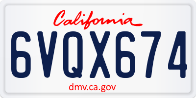 CA license plate 6VQX674