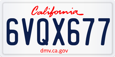 CA license plate 6VQX677