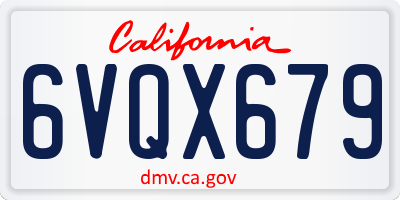CA license plate 6VQX679