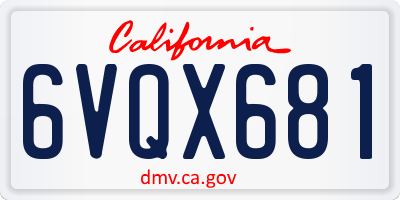 CA license plate 6VQX681