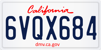 CA license plate 6VQX684