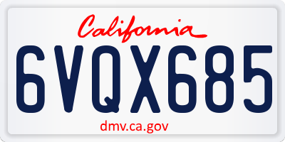 CA license plate 6VQX685