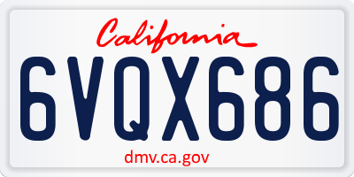CA license plate 6VQX686