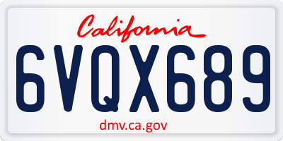 CA license plate 6VQX689