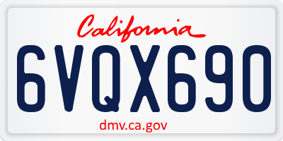 CA license plate 6VQX690