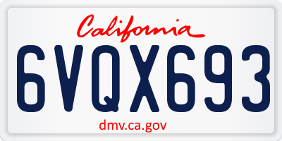 CA license plate 6VQX693