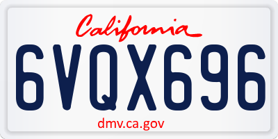 CA license plate 6VQX696